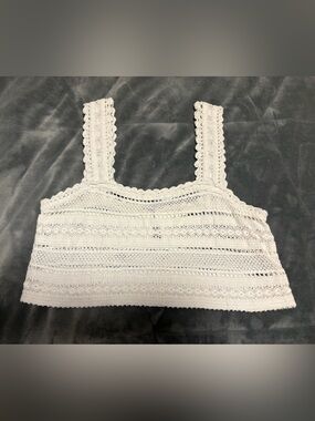 aerie White Crochet Bralette Tank with Wide Straps
